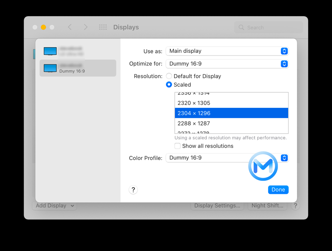 BetterDummy For Mac 1.0.13虚拟显示器软件开启HiDPi分辨率